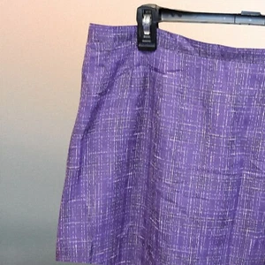 Sag Harbor Skirt 16 Purple Plaid Midi Pencil Fringe - Picture 1 of 5