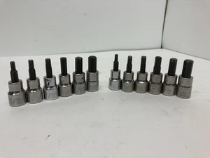 12 LOT of CRAFTSMAN 1/4" HEX BIT ALLEN DR SOCKET 46661 - 46679 TOOL - Imagen 1 de 7