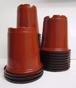 1 Pint Round Brown Nursery Pots - 4"  (Set of 70) Plastic Greenhouse pot flower  - Picture 1 of 6