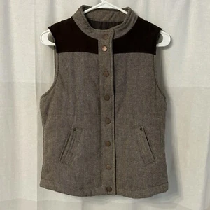 BKE Herringbone Brown Puffer Vest Brown Women’s Size Small Winter Fall Coat - Picture 1 of 5