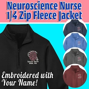 Personalized Neuro Nurse Embroidered 1/4 Zip Fleece Lined Jacket - Picture 1 of 14