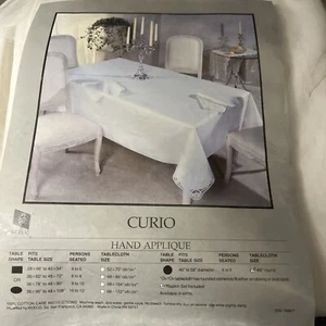 KEECO Curio Hand Applique Round Tablecloth Napkin Set Included - Picture 1 of 7