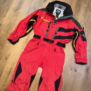 Mens Helly Hansen Ski Suit Snowsuit One piece Equipe Snow Bib Equipe Vtg Medium - Picture 1 of 23
