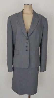 STRESA ASL Gris Rayas Chaqueta y Falda Traje Mujer Falda Talla 12 Chaqueta Talla 14 Foto 1 de 4
