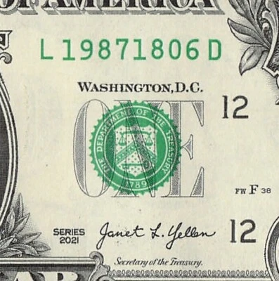 1987 1806 Tombstone Date Note Fancy Serial Number One Dollar Bill - Image 1 of 4