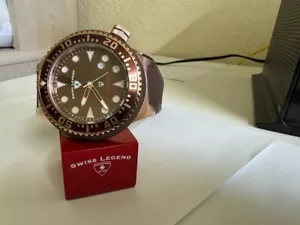 Swiss Legend Men's 21818P-01-BR  Neptune  52mm brown rubber band watch - Picture 1 of 6