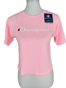Champion Pink Girls Top Size Medium Pastel Logo T-Shirt Summer Short Sleeve NEW - Picture 1 of 8