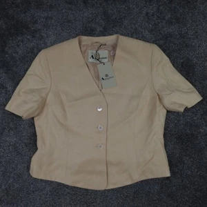 NEW Aquascutum Blazer Jacket Shirt Linen Silk Size 16 Womens Short Sleeve - Picture 1 of 10