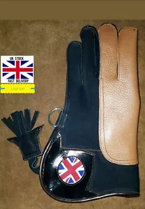 Nubuck Leather Double Skinned Falconry Glove UK logo, 12" Large Standard Size - Picture 1 of 2