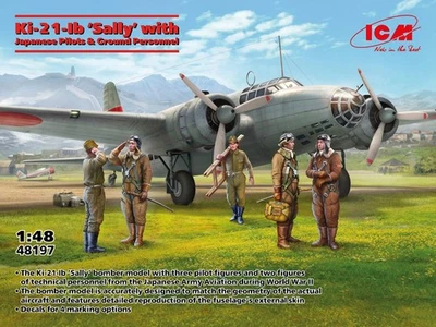 KIT MODELLINO AEREO ICM KI-21-LB SALLY WITH JAPANESE PILOTS AND GROUND PERSONNEL - Immagine 1 di 4