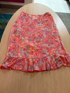 Sigrid Olsen Sport Grande Rosa Floral Largo Midi Volantes Dobladillo Rayón Lateral Cremallera Forrada - Imagen 1 de 3