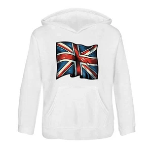 'Waving Union Jack Flag' Children's Hoodie / Hooded Sweater (KO048861) - Picture 1 of 15