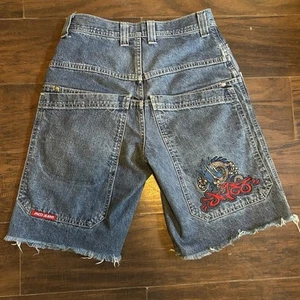CRAZY Y2K vintage JNCO baggy jorts size 28 waist with crisp embroidery baggy fit - Picture 1 of 3