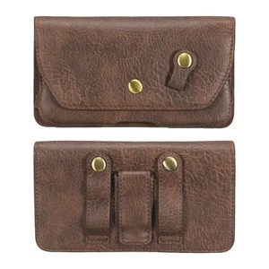 Phone Belt Holder for 5.5-6.5" Phone Horizontal Leather Brown - Zdjęcie 1 z 7