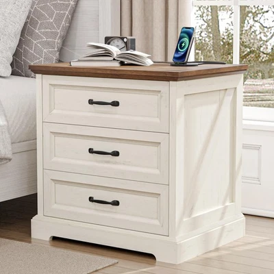 Mesita de noche de granja de 24"" con estación de carga, mesitas de noche con almacenamiento,... Foto 1 de 4