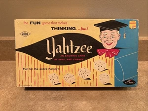 Vintage Yahtzee 1956 Spielbox Yahtzee E.S Lowe Co. Brettspiel Original Komplett - Bild 1 von 8