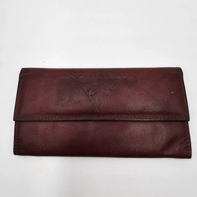 Carteira vintage Rolfs couro borgonha slot para cartão bolsa moeda talão de cheques fecho trava - Imagem 1 de 4