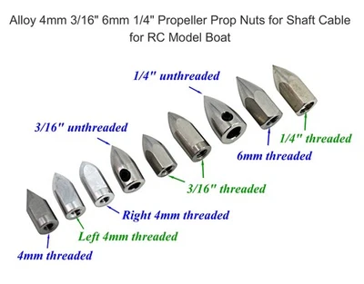 Alloy 4mm 6mm 3/16"  1/4" Propeller Prop Nut for Shaft Cable RC Model Boat Ship - Image 1 of 4