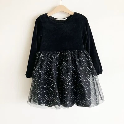 Vestido Tutú H&M Niñas 5T/6 Manga Larga Negro Lunares Elegante Fiesta de Invierno Foto 1 de 4