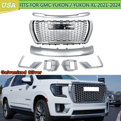 Galvanized Silver Fits GMC Yukon/XL Denali 21-24 Front Grille Hood Trim Molding - Изображение 1 из 4