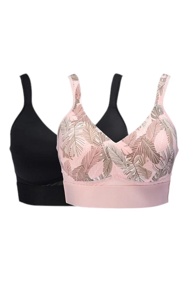 Rhonda Shear 2-pack Molded Cup Bra w Cross Back Black/Palm - Image 1 of 1