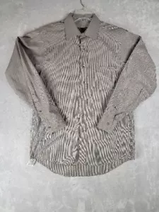 Donald J Trump Shirt Mens 16 34/35 Signature Collection Stripped Brown and White - Picture 1 of 14