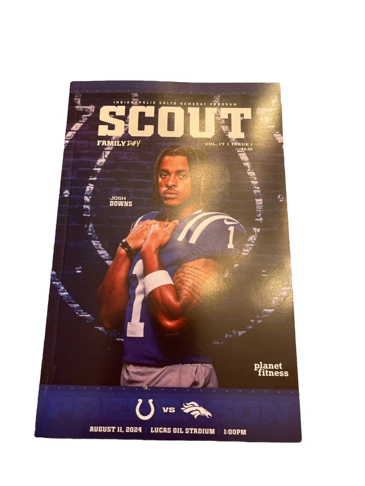 2024 Indianapolis Colts Game Day NFL Scout Program vs Broncos 8/11/24 Josh Downs - Image 1 of 4