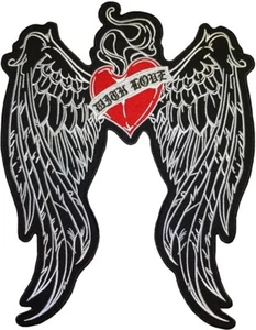 LARGE SIZE Red Heart Angel Wings With Love Jacket Vest Costume Sew Iron on Patch - Picture 1 of 1