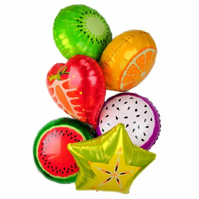 Fruit Balloon Tropical Birthday Party Decor Helium/Air Self Seal Glossy Foil 6pc — 第 1/4 张图片