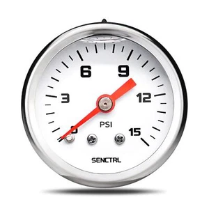 0-15 Psi Fuel Pressure Gauge, 1-1/2 Dial Size, 1/8 NPT Back Mount, Silicone Oil - Picture 1 of 12