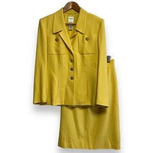 CELINE Vintage French made jacket tight skirt Matching set 38 Yellow Women USED - Picture 1 of 10