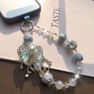Sparkling Beaded Phone Lanyard Butterfly Tassel Phone Chain for Women Girls - Photo 1 sur 12
