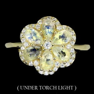 925 Sterling Silver Pear Moonstone 5x3mm Simulated Cz Ring Size 8 - Picture 1 of 10
