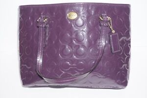 Coach Peyton Satchel/Tote Embossed Patent Leather Purple F50540