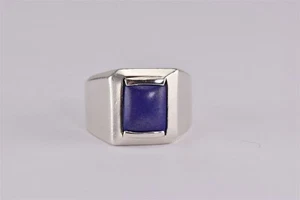 Anillo de banda llamativo lapislázuli azul enmarcado en plata esterlina 12 g Canadá M 925 talla: 11 - Imagen 1 de 7