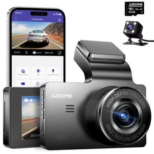 AZDOME Car DVR 1296P+VGA Dual WiFi Dash Cam Camera 24H Parking Mode 1080P 64G TF - Picture 1 of 12