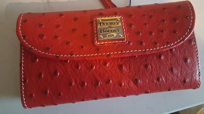 Dooney & Bourke Ostrich Continental Clutch Wallet Crimson Red NWT $178 - Image 1 of 4