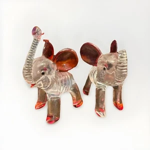 Vintage Lucite Plastic Animals - Set of 4 Hong Kong Elephant Dog Figurine - Picture 1 of 2