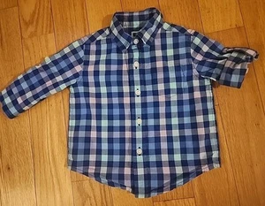 Camisa de niño talla 3-6 meses Janie And Jack azul a cuadros manga larga con botones - Imagen 1 de 1