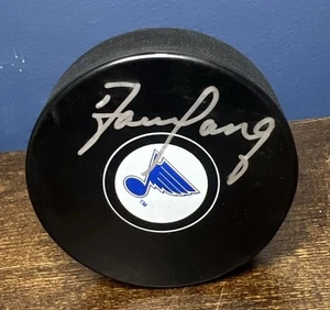 AUTOGRAFO DARREN PANG FIRMATO ST. LOUIS BLUES HOCKEY PUCK BLACKHAWKS - Foto 1 di 2