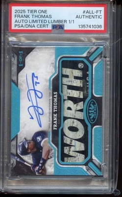Frank Thomas Topps Tier One 2025 - Madera limitada automática 1/1 - PSA auténtico Foto 1 de 2