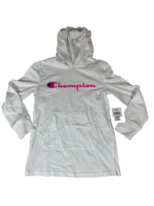 Champion Hoodie Girl's Size Small Logo White With Pink Logo NWT - Picture 1 of 12