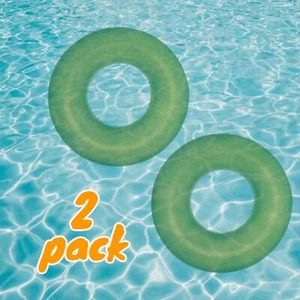 Kids Frosted Tube Swim Ring Pool Float Inflatable Green 30 in (2 pack) Ages 3-6 - Picture 1 of 3