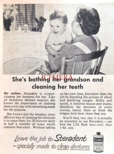 'STERADENT' Denture Cleaner Vintage Dental ADVERT #2 : Small 1953 Print 670/150 - Picture 1 of 1