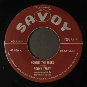 SONNY TERRY: hootin' the blues / shake down blues SAVOY 7" Single 45 RPM - Picture 1 of 2
