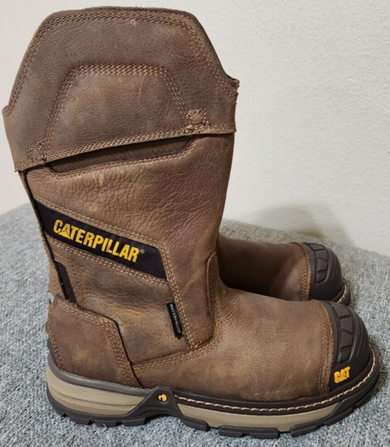 Bota de trabalho masculina Caterpillar 6 precisão impermeável biqueira  composta trigo 90808