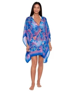 🆕 S/M RALPH LAUREN Swim Beach Cover Up Chiffon Tunic Blue Paisley Print - Picture 1 of 5