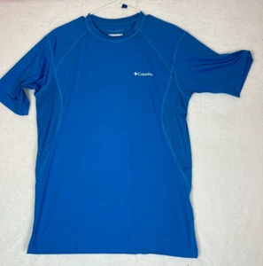 Columbia Mens L Omni-Shade Bright Blue Breathable Short Sleeve Short Sleeve Top - Picture 1 of 12