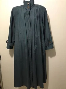 VTG Evan Picone Dark Green XL woman's long raincoat with removable lining/scarf - Picture 1 of 12