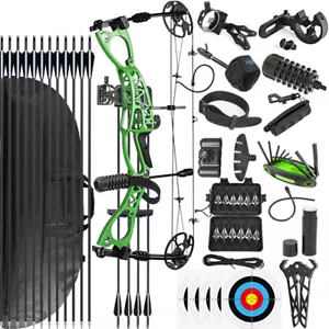 Compound Bow Arrow Set 0-70lb Adjustable Archery Bow Hunting Shoot 320fps RH LH - Picture 1 of 24
